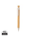 Bambusové pero s klipem z pšeničné slámy - bílá