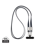 Crossbody lanyard Nivo RCS z recyklovaného PET - námořní modř