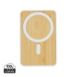 Magnetická powerbanka Zen 5000mAh 5W z RCS plastu a bambusu - bílá