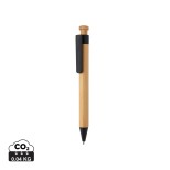 Bambusové pero s klipem z pšeničné slámy - černá